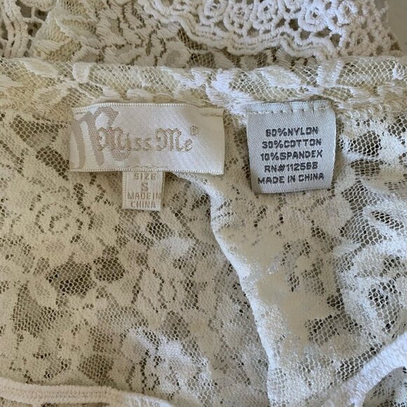 Miss Me Lace Crochet Size Small Top Ivory White Short Sleeve Blouse - Picture 9 of 11
